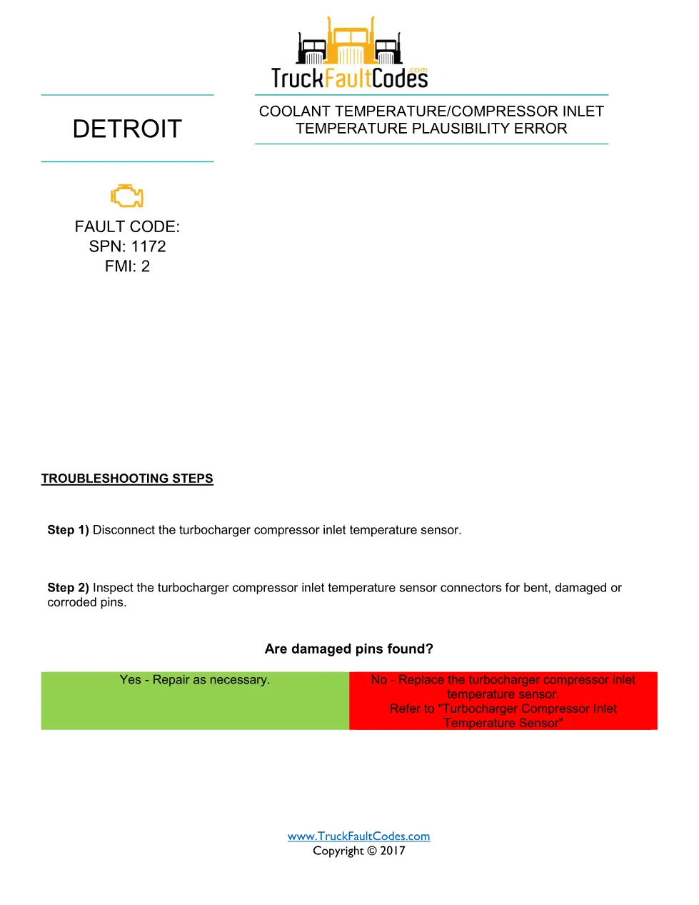 SPN 1172 FMI 2 — Detroit DD Series Fault Code Troubleshooting - page 1 is available after signing in