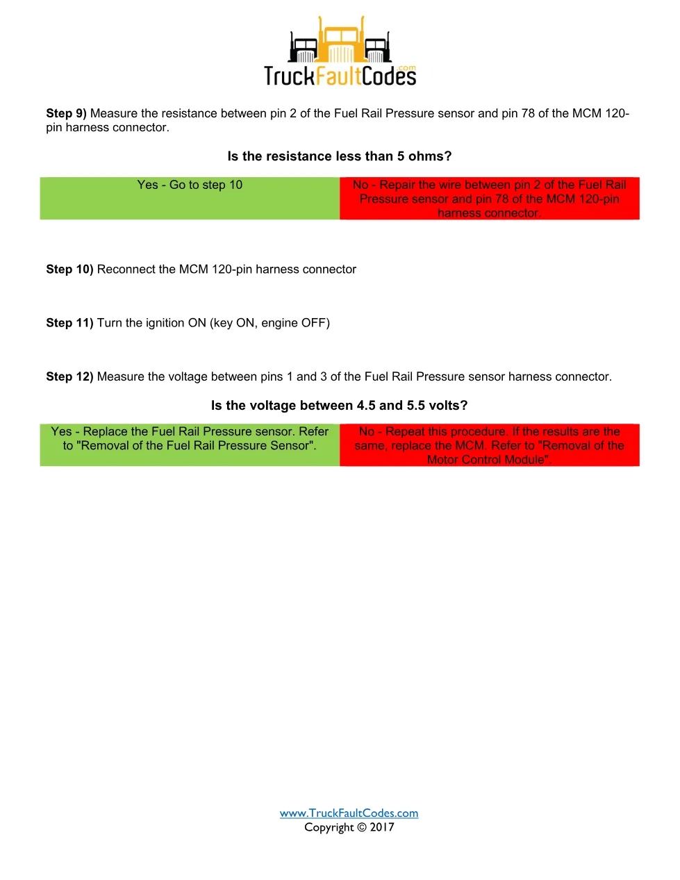 SPN 164 FMI 5 — Fuel Rail Pressure Sensor Circuit Failed Open - page 3 is available after signing in