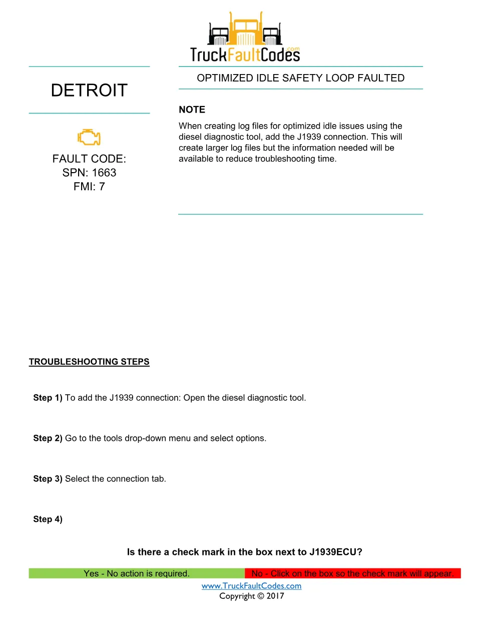 SPN 1663 FMI 7 — Optimized Idle Safety Loop Faulted — Detroit - preview page 1 of 2