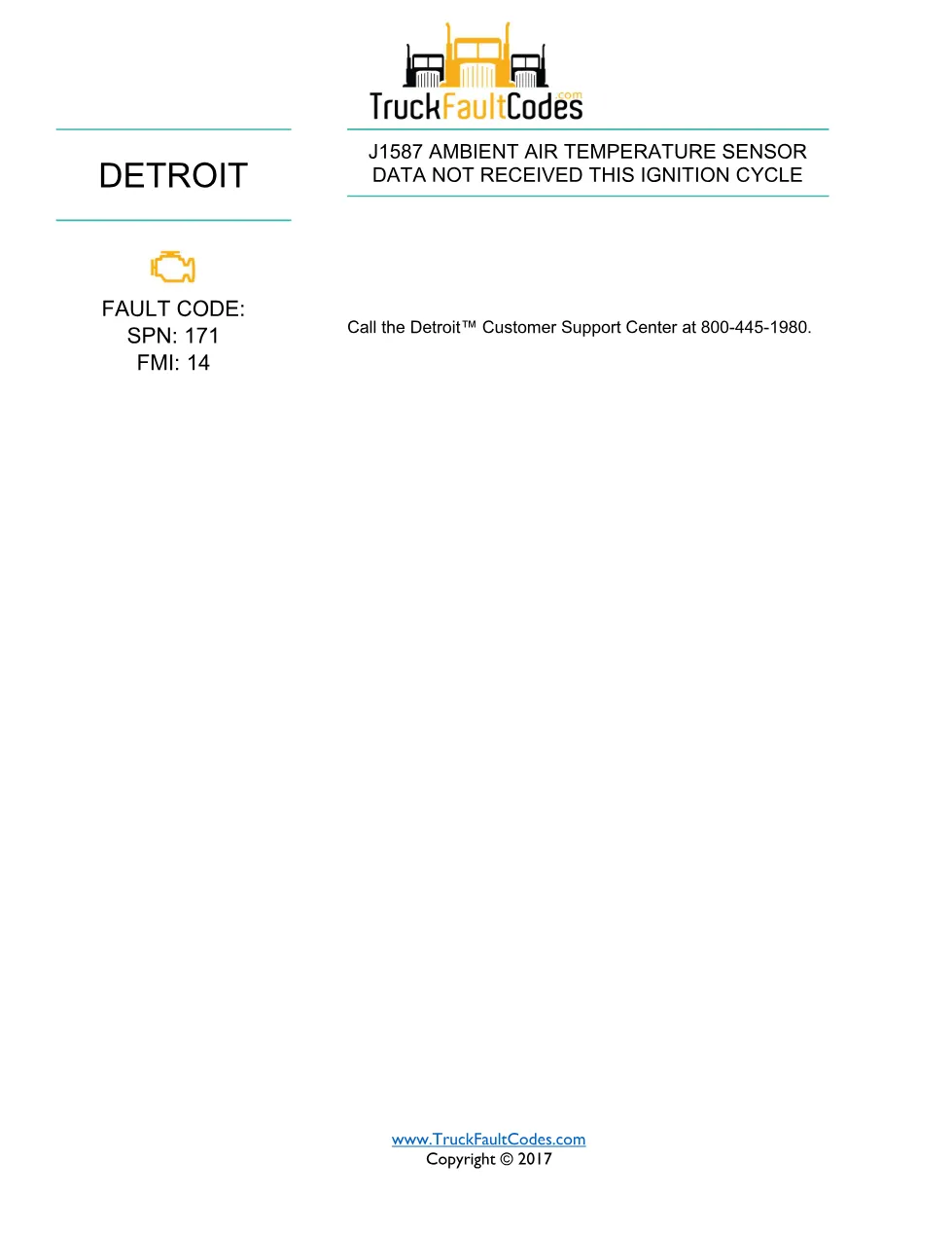 SPN 171 FMI 14 — Detroit DD Series J1587 Ambient AIR Temperature - page 1 is available after signing in