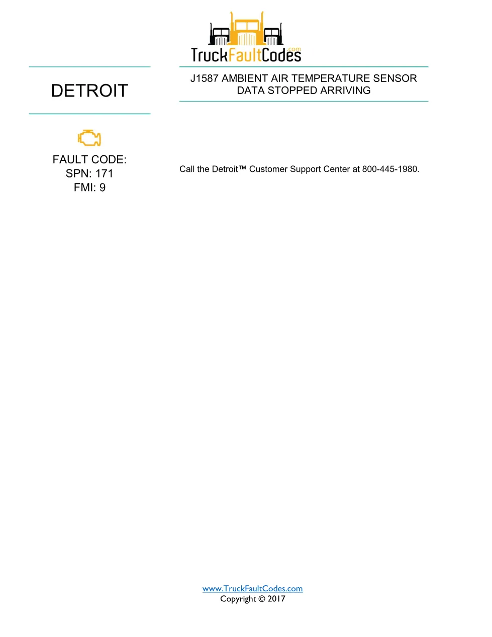 SPN 171 FMI 9 — Detroit DD Series J1587 Ambient AIR Temperature - page 1 is available after signing in