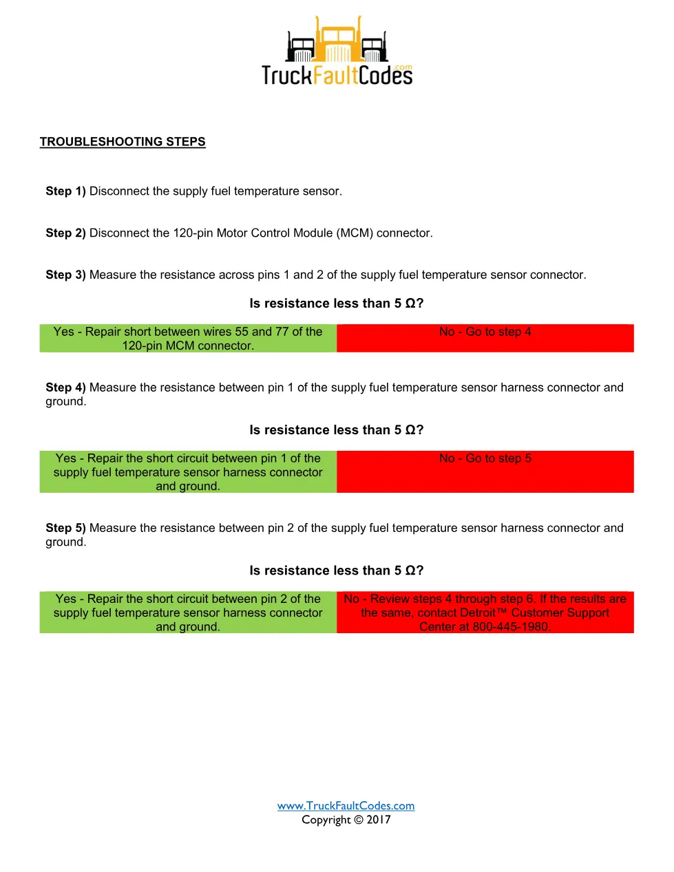 SPN 174 FMI 4 — Detroit DD Series FUEL Temperature Circuit Failed - page 2 is available after signing in