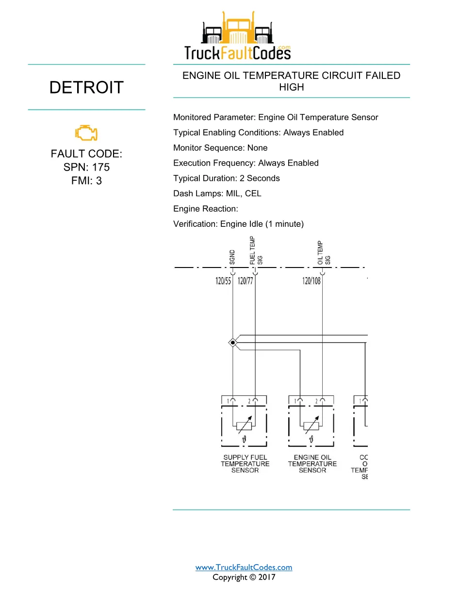 SPN 175 FMI 3 — Detroit DD Series Diagnostic Trouble Code Fault - preview page 1 of 3
