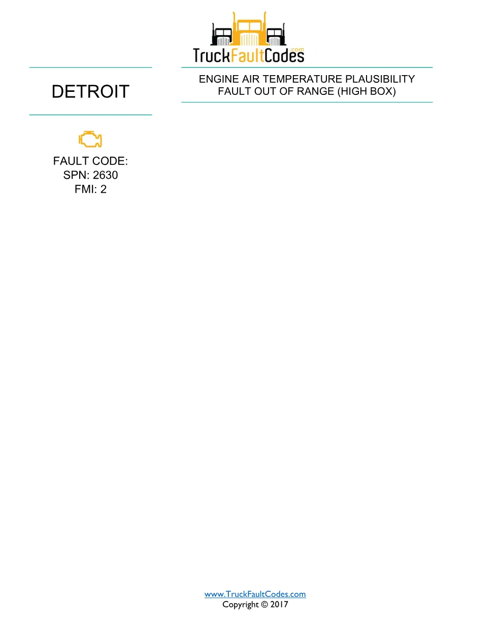SPN 2630 FMI 2 – Detroit DD-Series Engine Air Temperature – Guide - page 1 is available after signing in