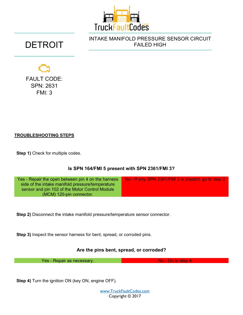 SPN 2631 FMI 3 – Detroit DD-Series Intake Manifold Pressure - preview page 1 of 2