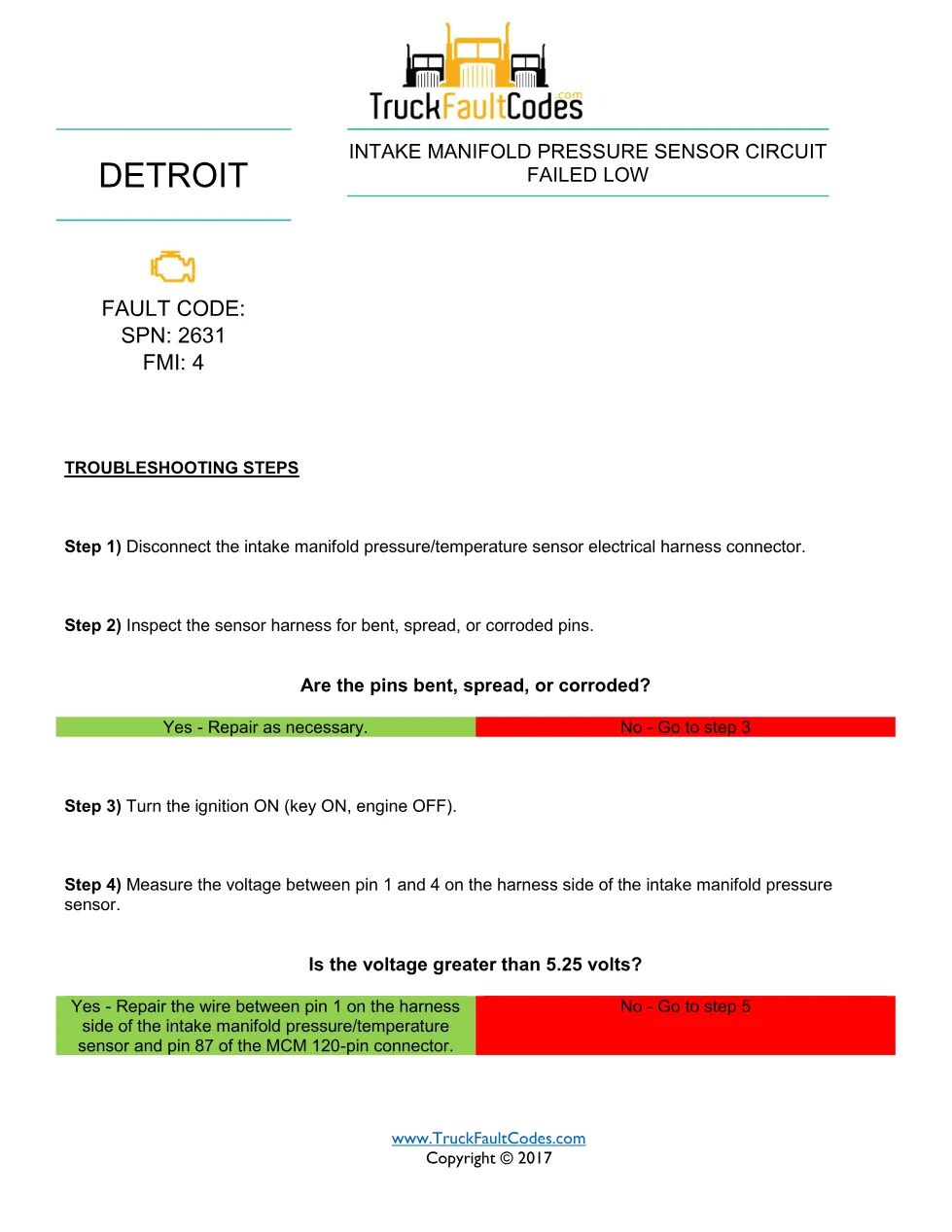 SPN 2631 FMI 4 – Detroit DD-Series Intake Manifold Pressure - preview page 1 of 2