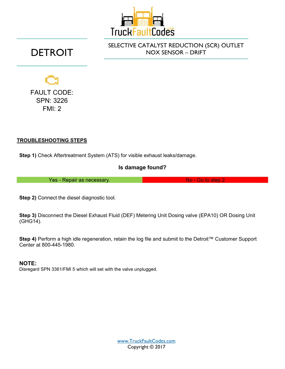 SPN 3226 FMI 2 — SCR Outlet NOx Sensor Drift — Detroit DD Series - page 1 is available after signing in