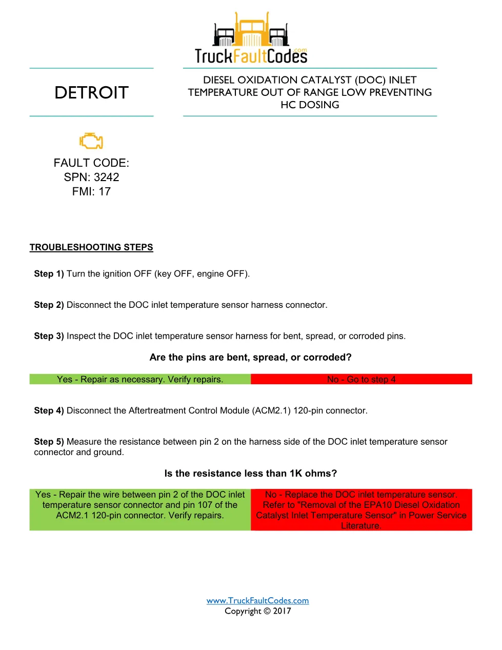SPN 3242 FMI 17 — Detroit DD Series DOC inlet temperature – Guide - page 1 is available after signing in