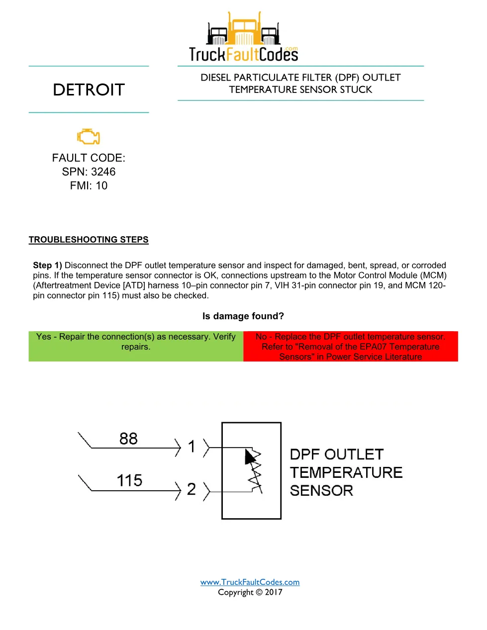 SPN 3246 FMI 10 — Detroit DD Series DPF outlet temperature - page 1 is available after signing in