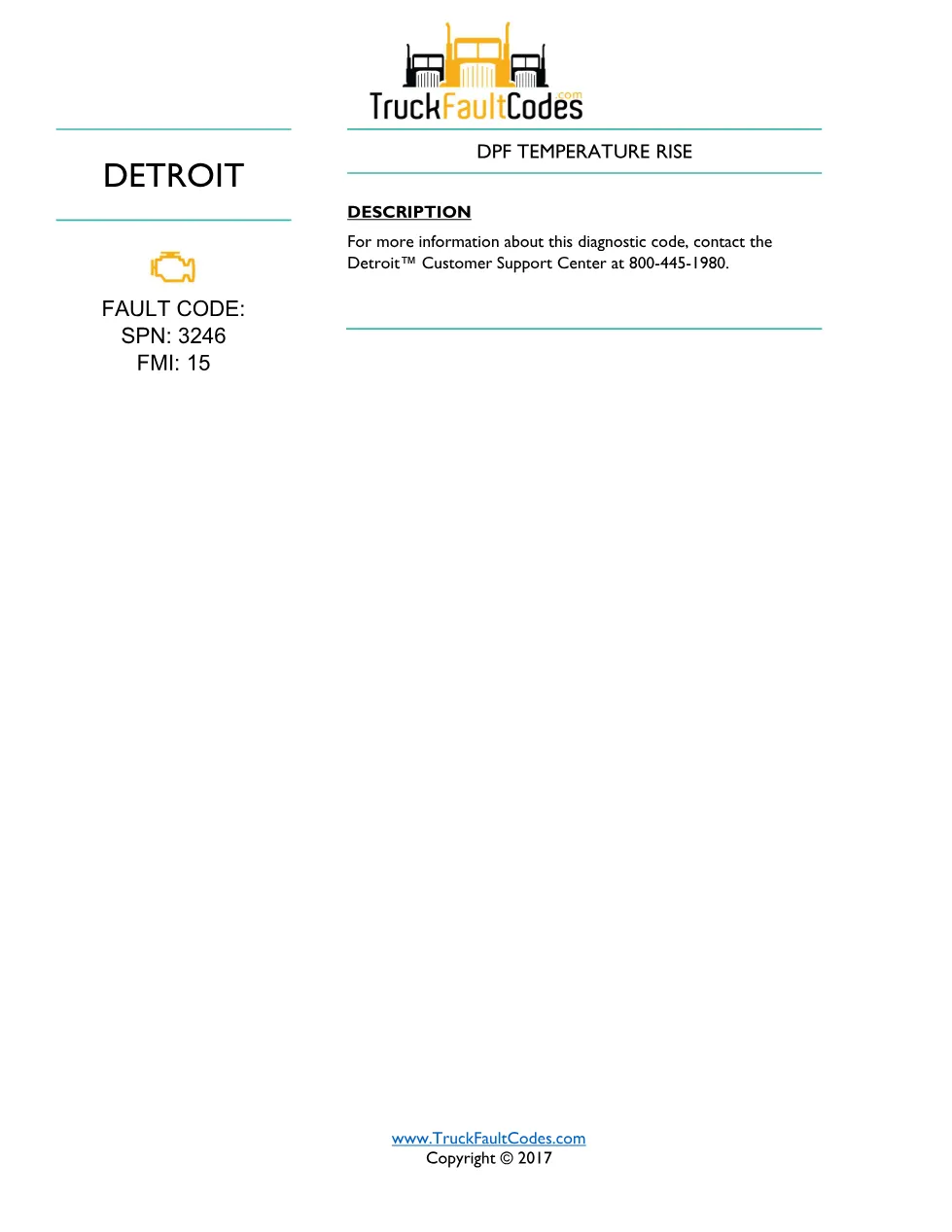 SPN 3246 FMI 15 — Detroit DD Series DPF outlet temperature - page 1 is available after signing in