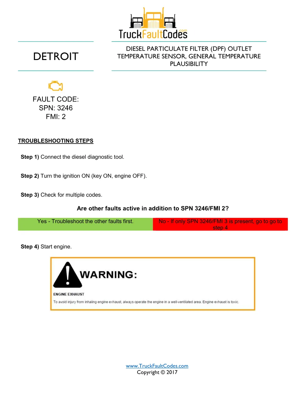 SPN 3246 FMI 2 — Detroit DD Series DPF outlet temperature – Guide - preview page 1 of 6