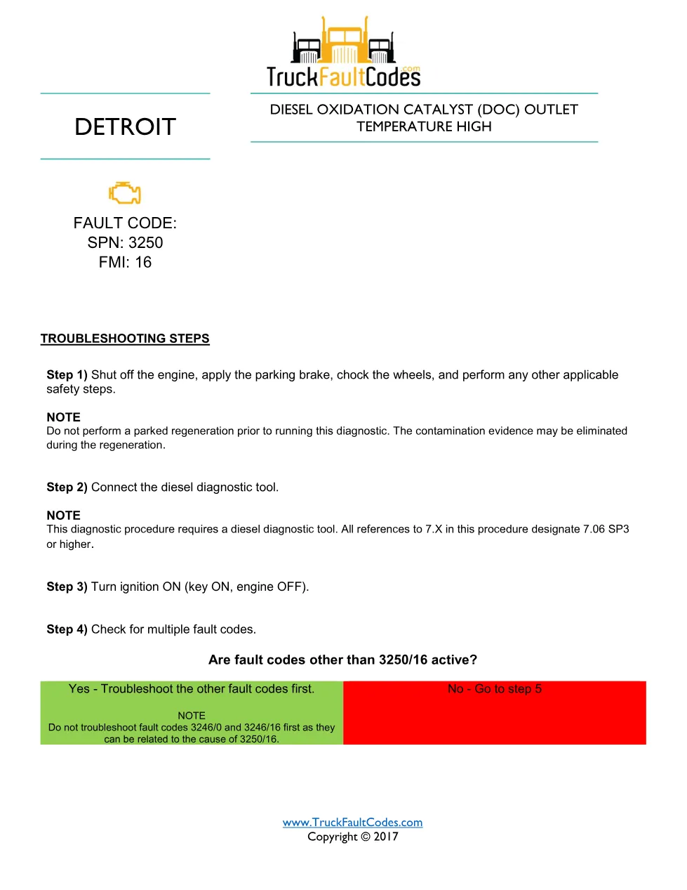 SPN 3250 FMI 16 — Detroit DD Series DOC Outlet Temperature High - preview page 1 of 6