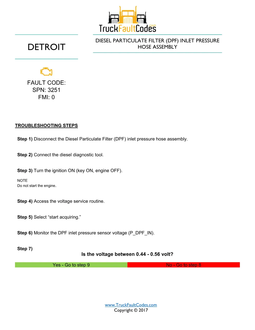 SPN 3251 FMI 0 — Detroit DD Series DPF Inlet Pressure Hose - preview page 1 of 4