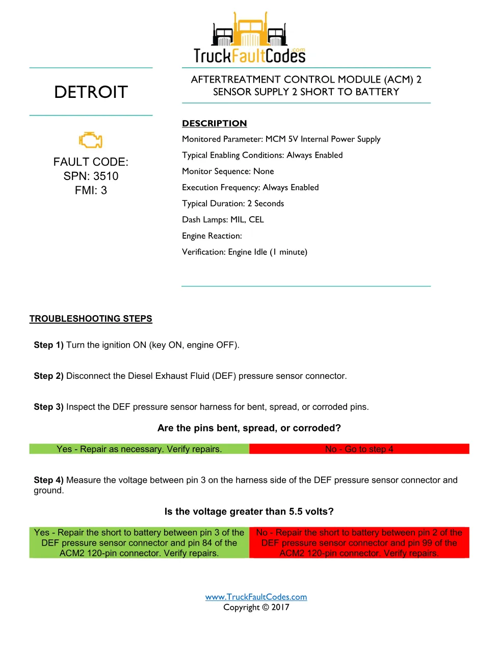 SPN 3510 EPA10 supply — Detroit DD Series ACM 2 Sensor Supply 2 - page 1 is available after signing in