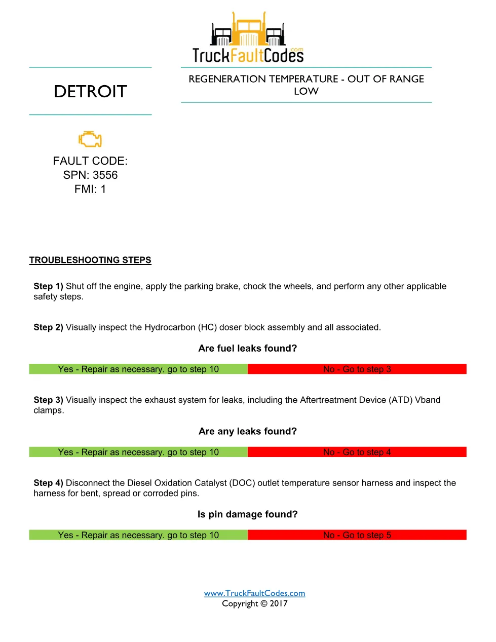 SPN 3556 EPA10 regeneration — Detroit DD Series Regeneration - preview page 1 of 5