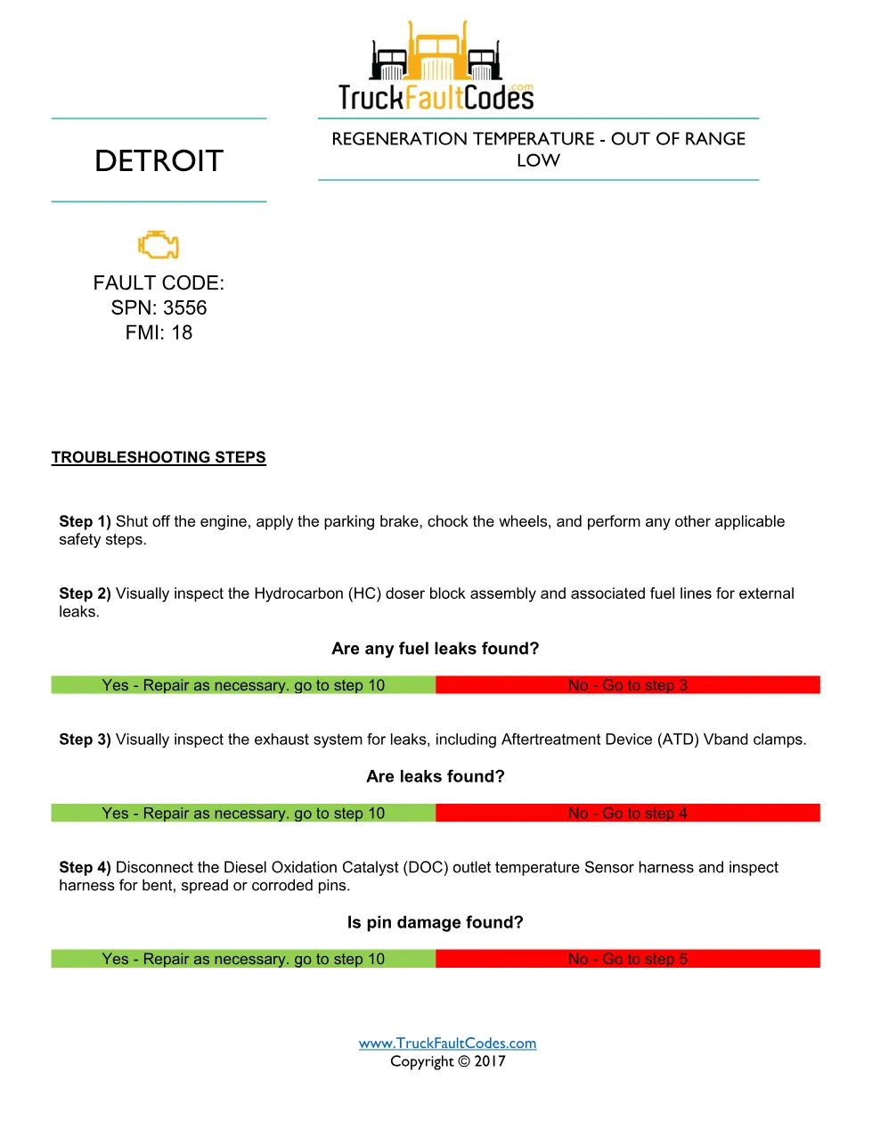 SPN 3556 FMI 18 — Detroit DD Series Regeneration Temperature Out - preview page 1 of 5