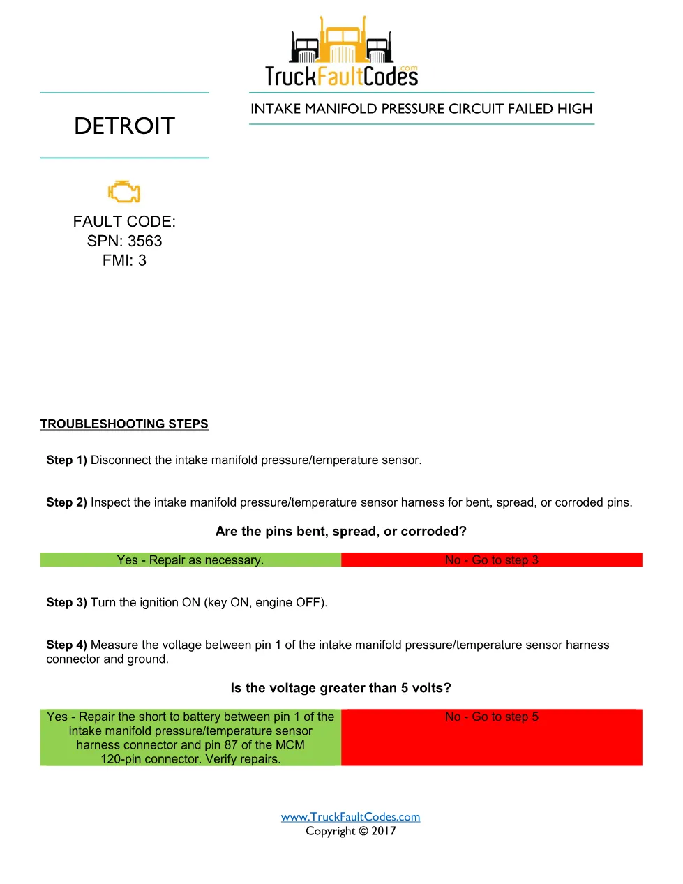 SPN 3563 FMI 3 — Detroit DD Series Intake Manifold Pressure - preview page 1 of 2