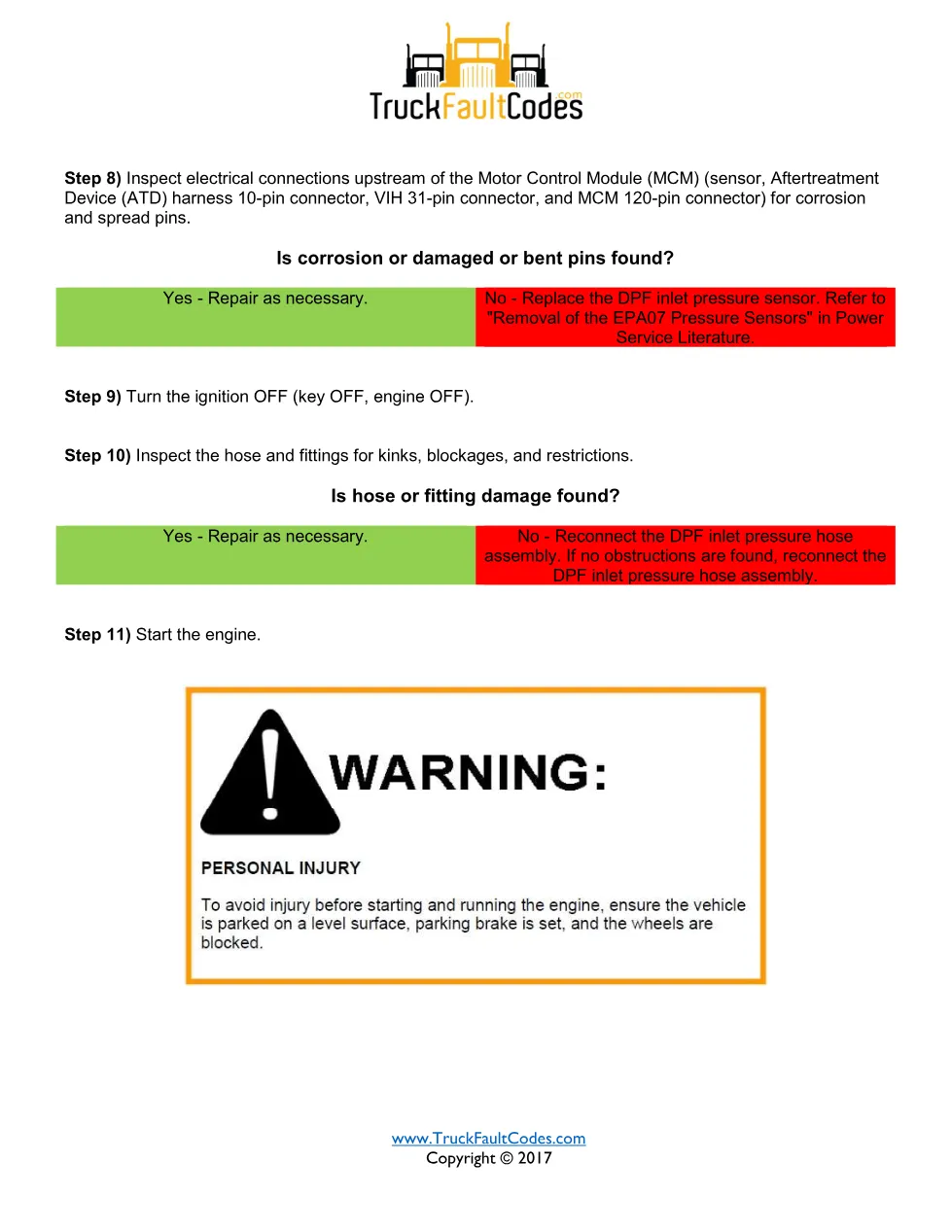 SPN 3609 FMI 2 — Detroit DD Series DPF inlet pressure sensor DTC - preview page 2 of 3