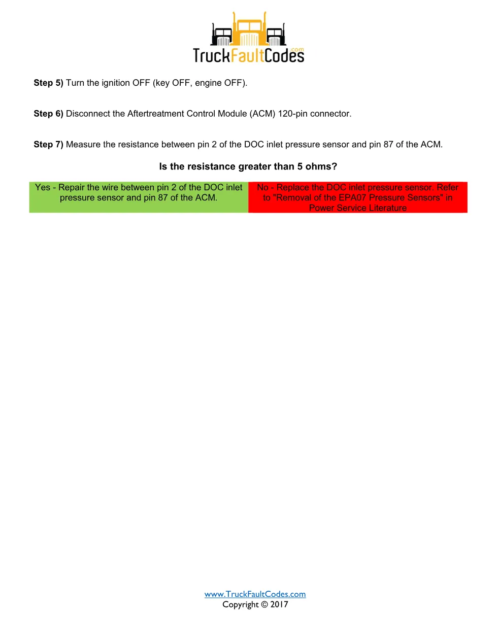 SPN 3609 FMI 3 — Detroit DD Series DOC Inlet Pressure Sensor - page 2 is available after signing in
