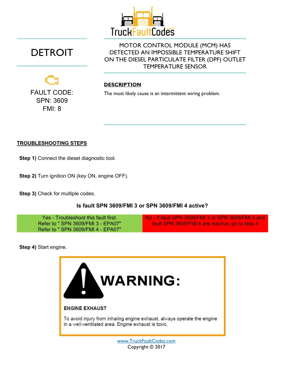 SPN 3609 FMI 8 — Detroit DD Series impossible temperature shift - preview page 1 of 2