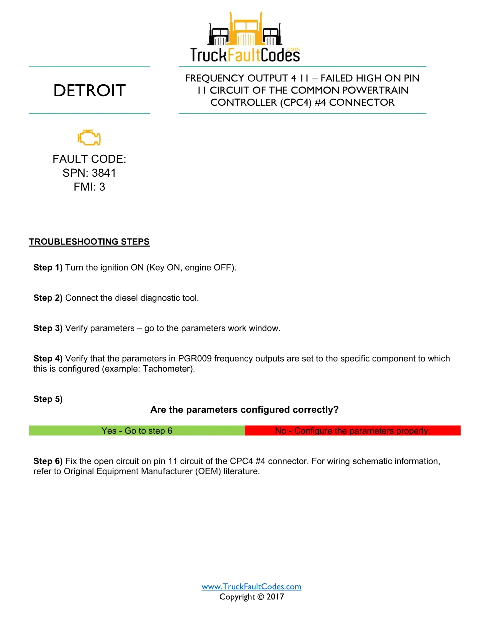 SPN 3841 FMI 3 — Detroit DD Series Fault Code (CPC4 Frequency - page 1 is available after signing in