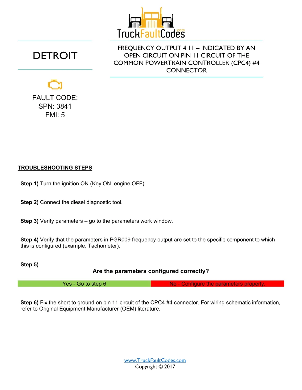 SPN 3841 FMI 5 — Detroit DD Series Fault Code (CPC4 Frequency - page 1 is available after signing in