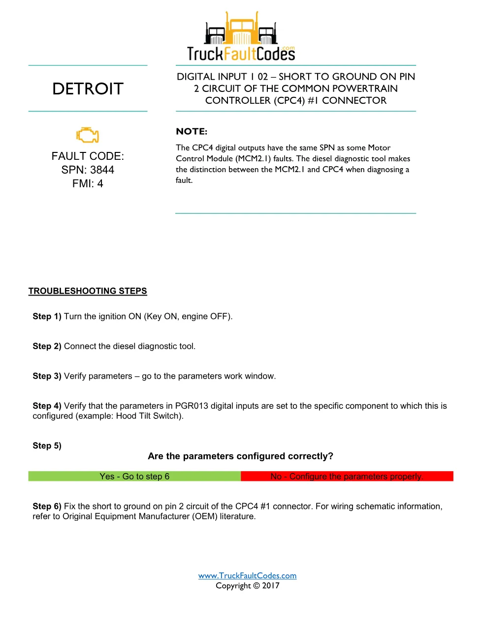 SPN 3844 FMI 4 — Detroit DD Series Fault Code (CPC4 Digital - page 1 is available after signing in