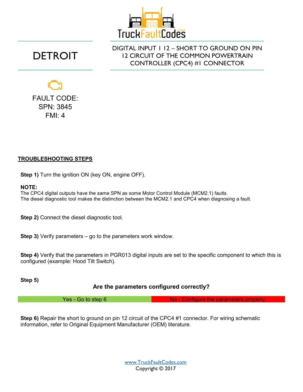 SPN 3845 FMI 4 — Detroit DD Series Fault Code (CPC4 Digital - page 1 is available after signing in