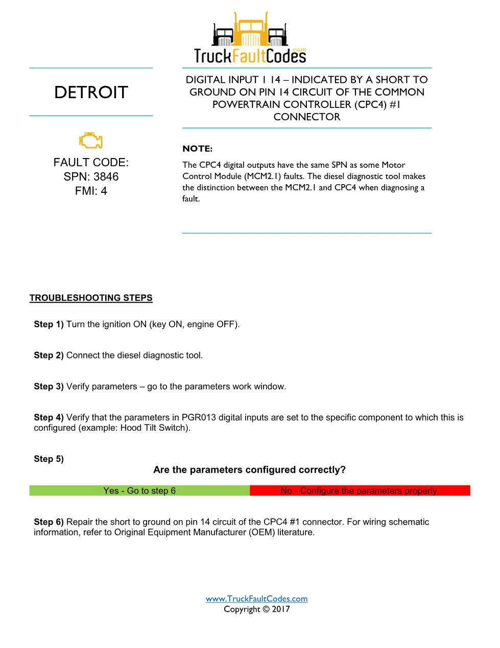 SPN 3846 FMI 4 — Detroit DD Series Fault Code (CPC4 Digital - page 1 is available after signing in