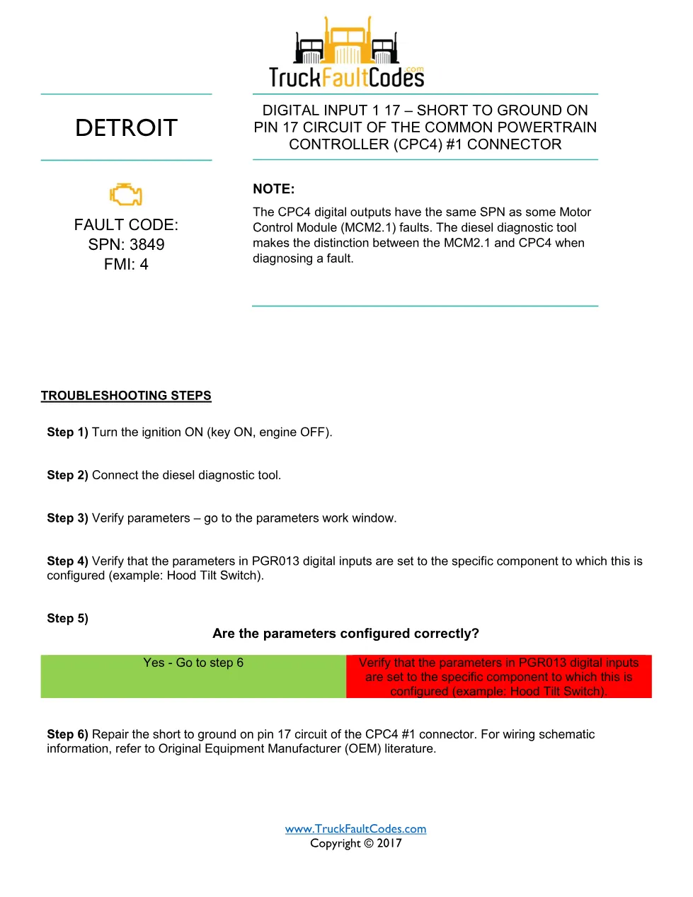 SPN 3849 FMI 4 — Detroit DD Series Fault Code (CPC4 Digital - page 1 is available after signing in