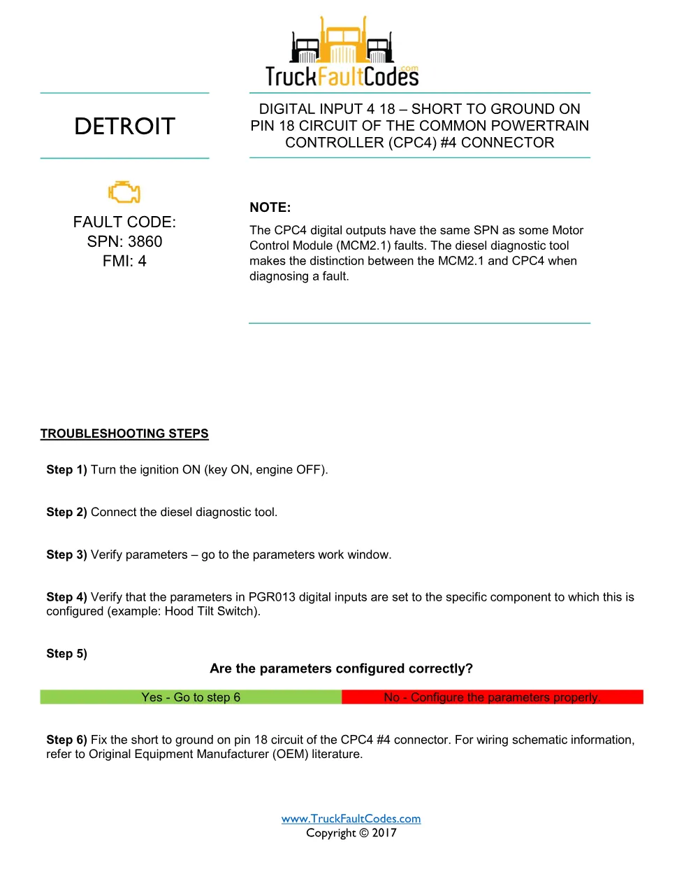 SPN 3860 FMI 4 – Detroit DD Series CPC4 Digital Input Fault Code - page 1 is available after signing in