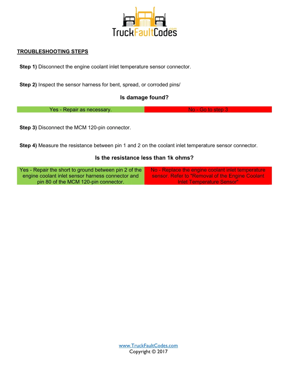 SPN 4193 FMI 4 — Detroit DD Series Engine Coolant Inlet – 2 pages - page 2 is available after signing in