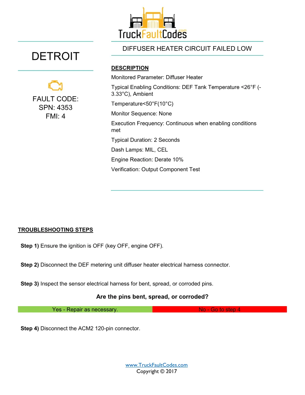 SPN 4353 FMI 4 — Detroit DD Series DEF Metering Unit Diffuser - preview page 1 of 2