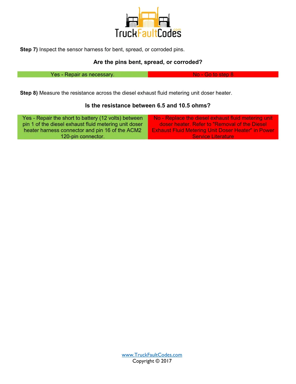 SPN 4358 FMI 3 — Detroit DD Series DEF Metering Unit Doser Heater - page 2 is available after signing in