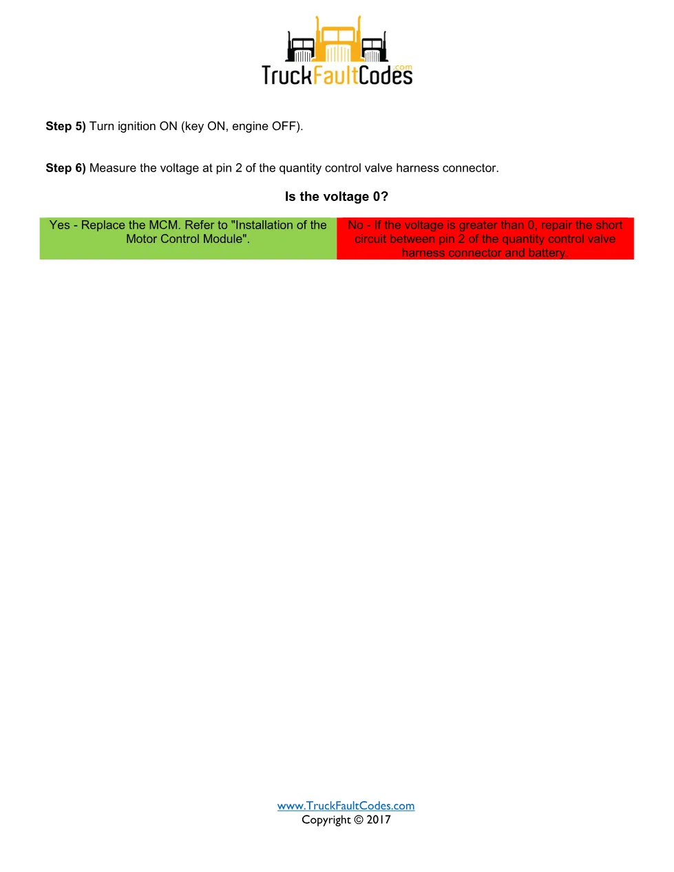 SPN 520250 FMI 4 — Detroit Quantity Control Valve Driver Error - page 2 is available after signing in
