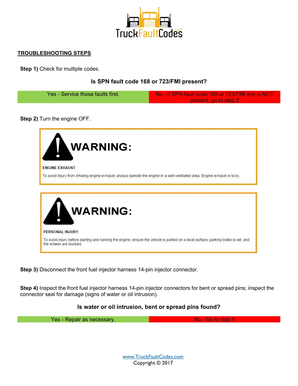 SPN 520305 FMI 3 fault code — Detroit DD Series injector #1 valve - preview page 2 of 6