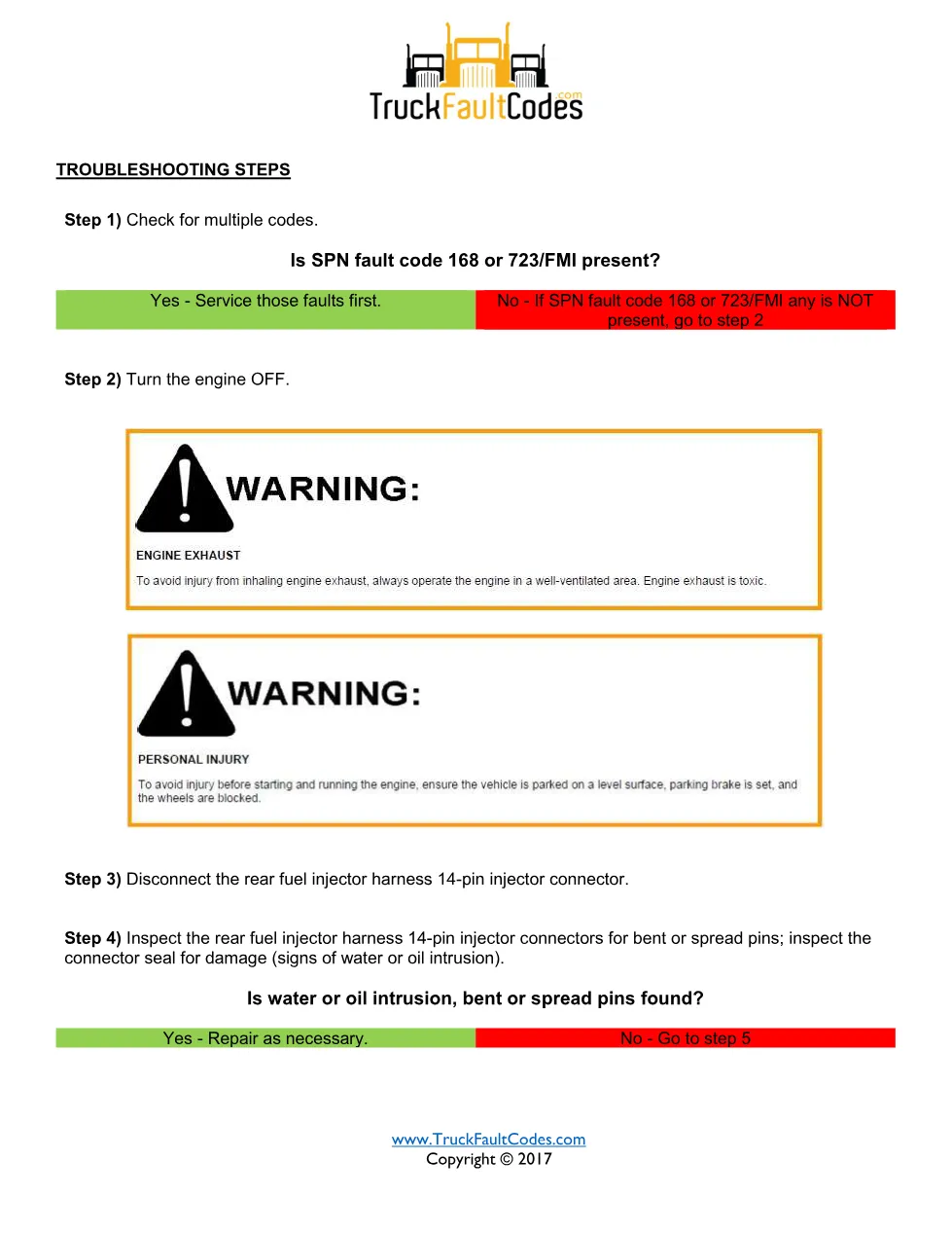 SPN 520310 FMI 3 fault code — Detroit DD Series injector #6 valve - preview page 2 of 6