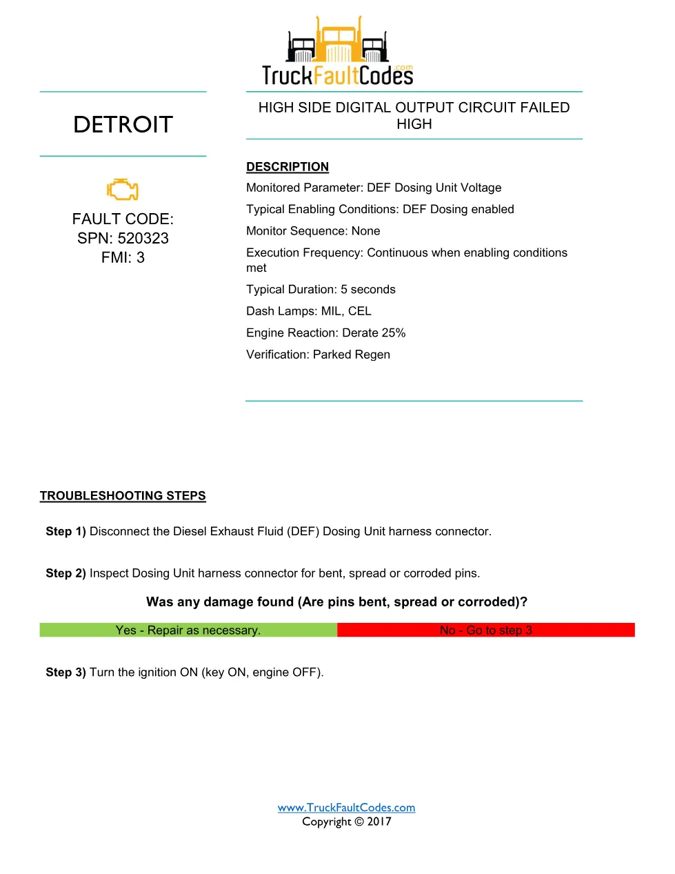 SPN 520323 FMI 3 — Detroit DD Series DEF Dosing Output Circuit - preview page 1 of 2