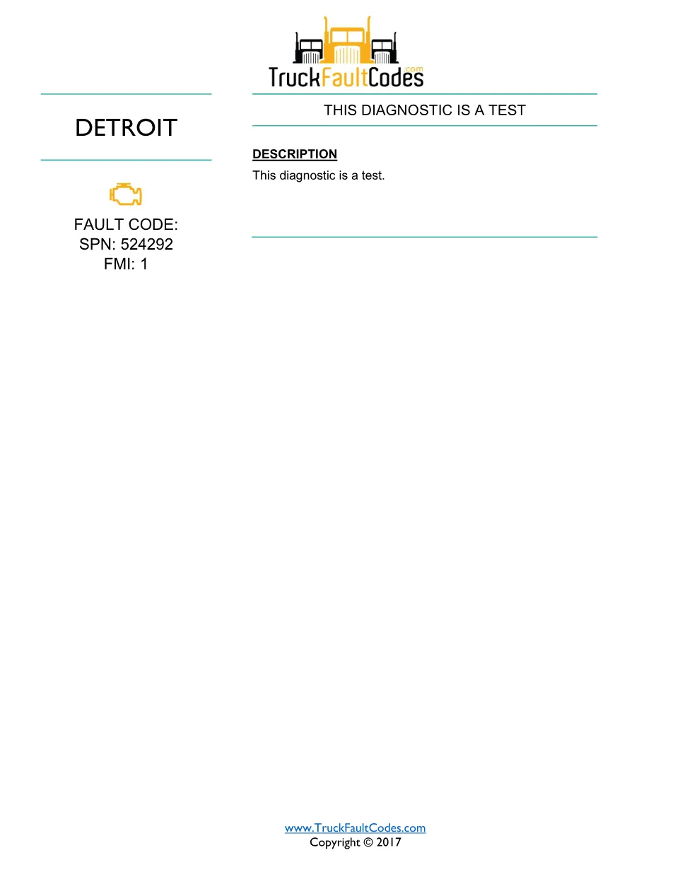 SPN 524292 FMI 1 — Detroit DD Series Diagnostic Test Code – Guide - page 1 is available after signing in