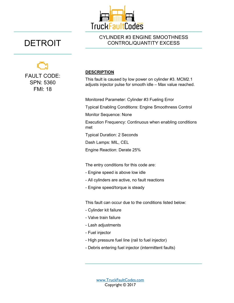 SPN 5360 FMI 18 — Detroit DD Series Cylinder #3 Smoothness - preview page 1 of 3