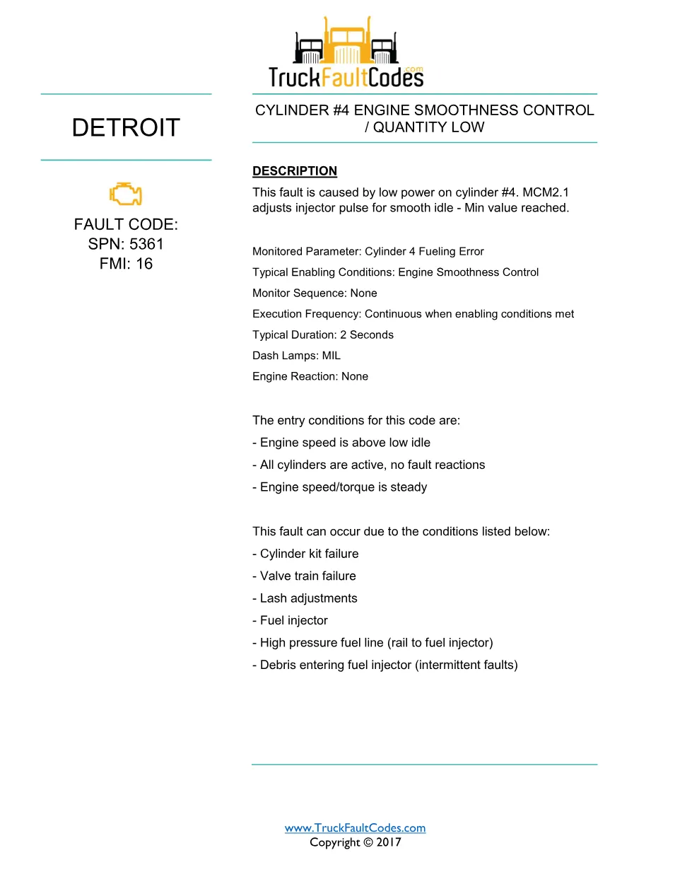 SPN 5361 FMI 16 — Detroit DD Series Cylinder #4 Smoothness - preview page 1 of 3