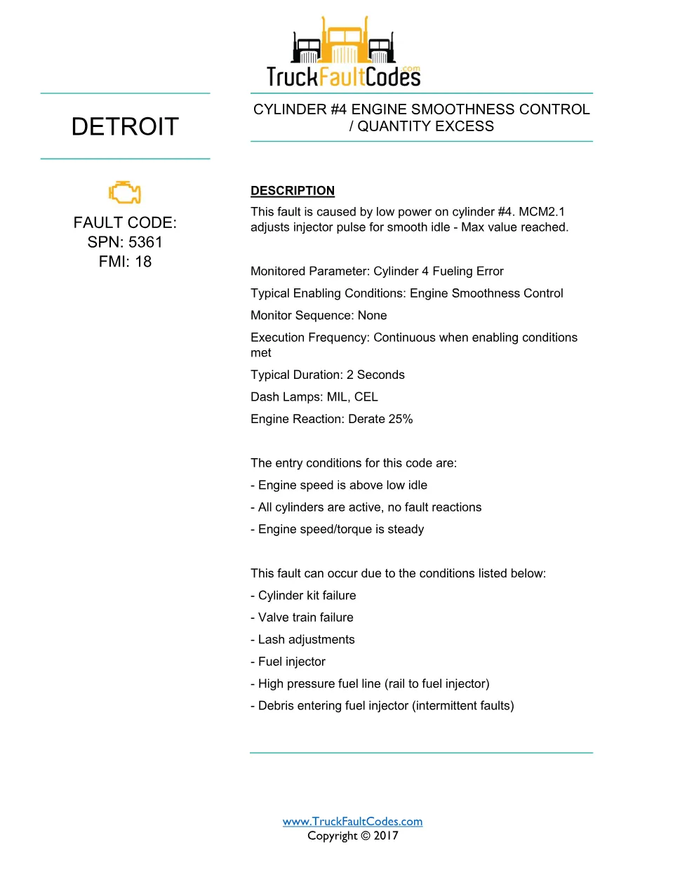 SPN 5361 FMI 18 — Detroit DD Series Cylinder #4 Smoothness - preview page 1 of 3