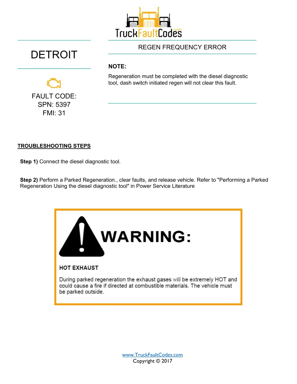 SPN 5397 FMI 31 — Detroit DD Series Regen Frequency Error – Guide - page 1 is available after signing in