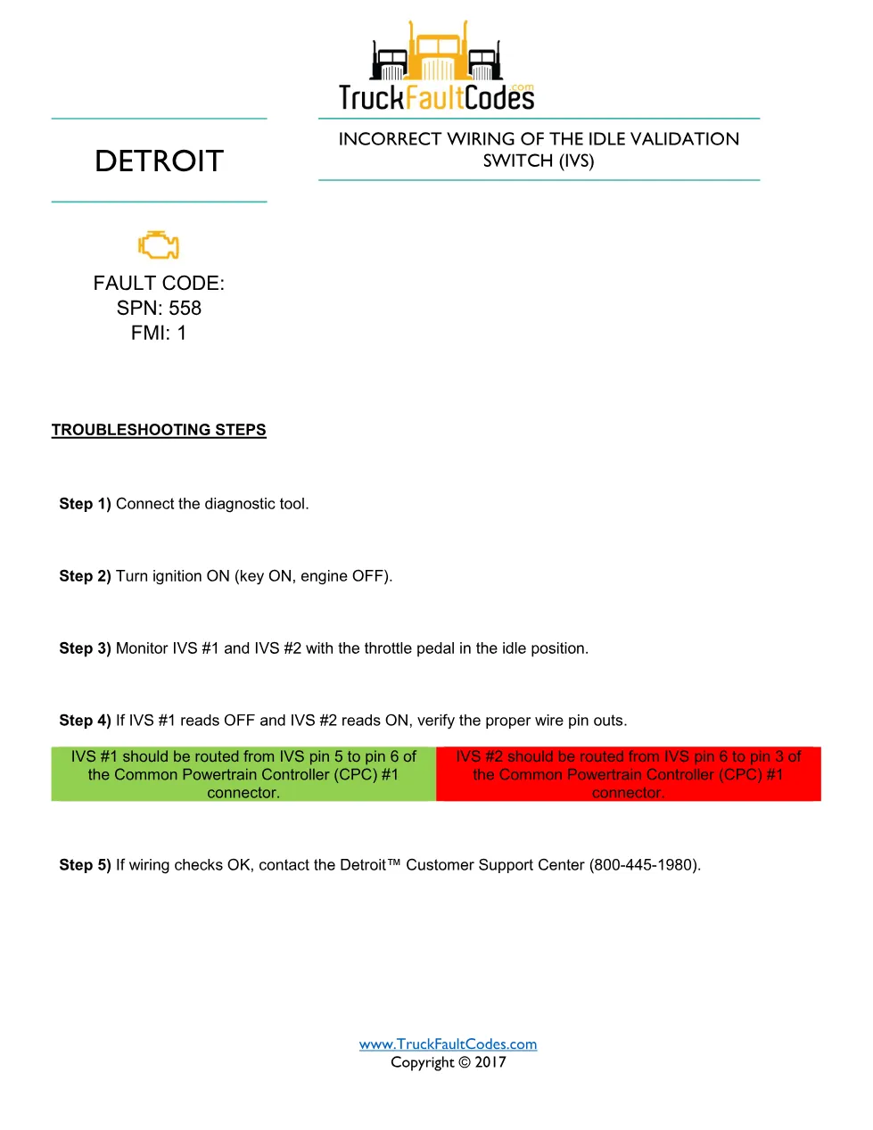 SPN 558 FMI 1 — Detroit DD Series Fault Code (incorrect idle - page 1 is available after signing in