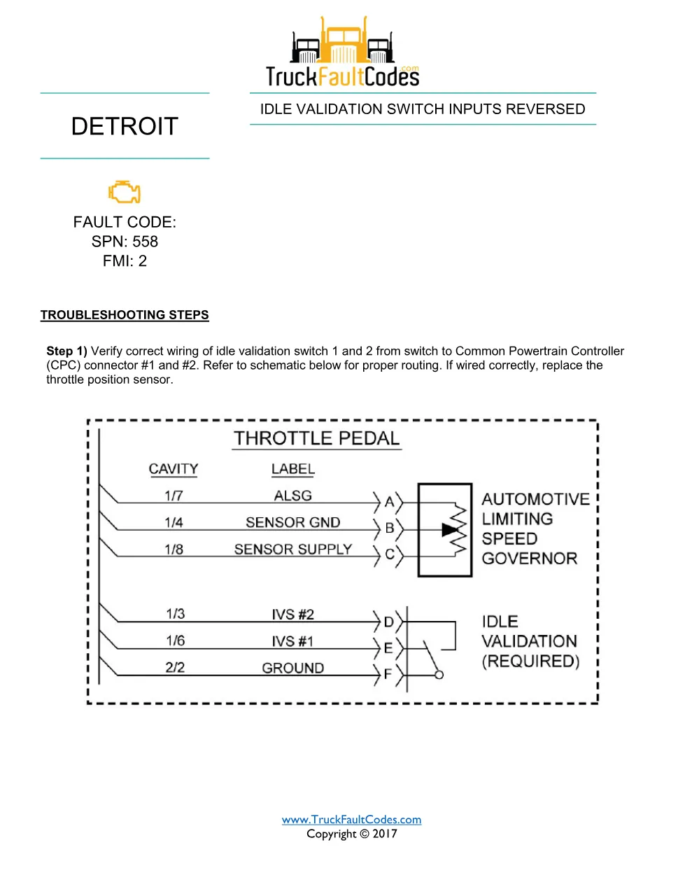 SPN 558 FMI 2 — Detroit DD Series Fault Code (idle validation - page 1 is available after signing in