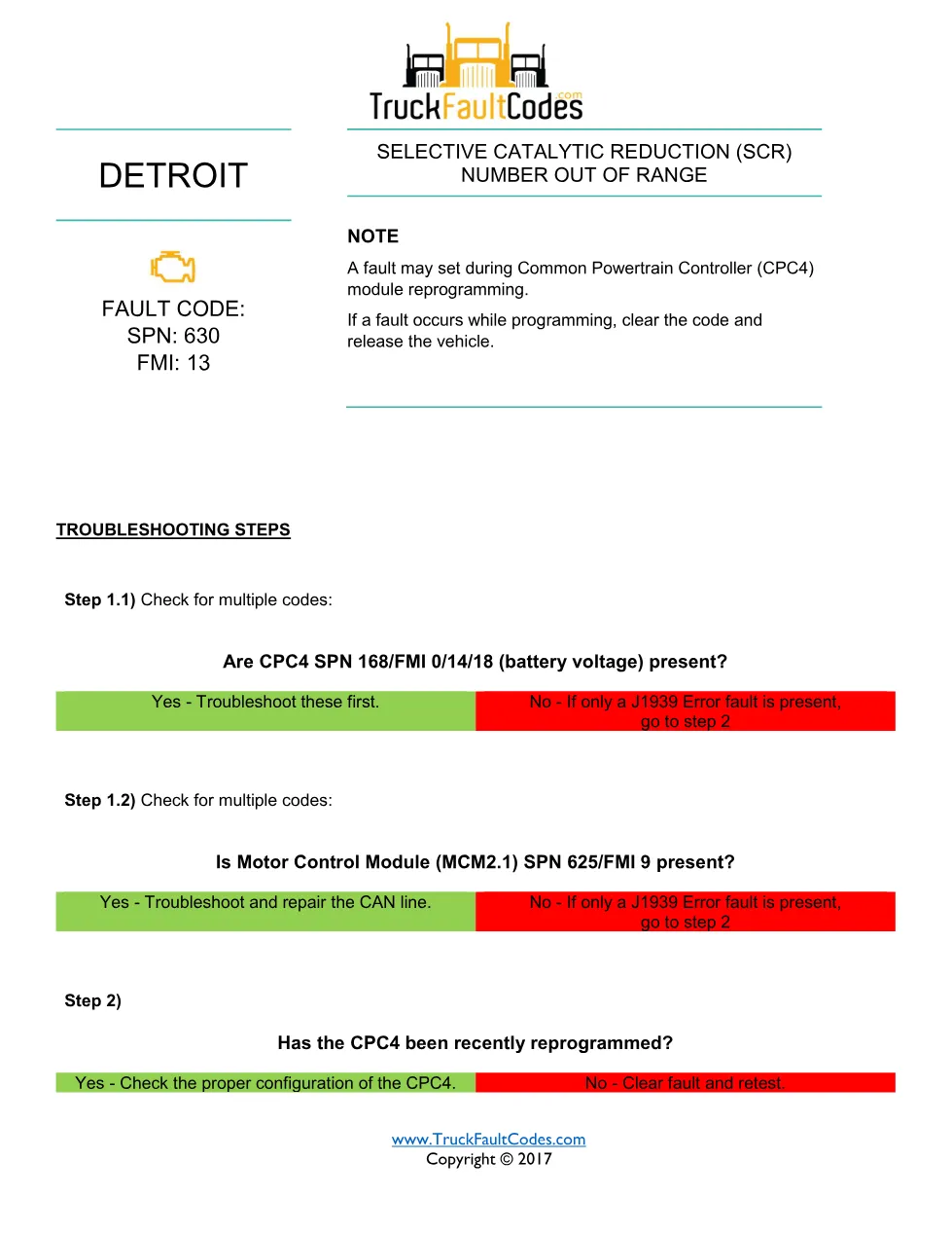 SPN 630 FMI 13 – Detroit DD Series Selective Catalytic Reduction - preview page 1 of 2