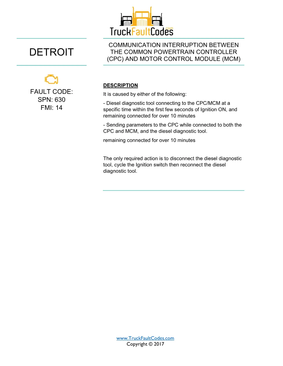SPN 630 FMI 14 – Detroit DD Series Communication Interruption - page 1 is available after signing in