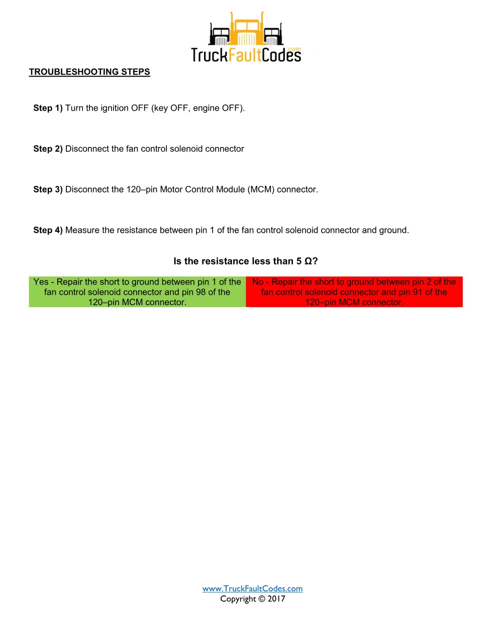 SPN 647 FMI 4 — Detroit DD Series fan control circuit fault - page 2 is available after signing in