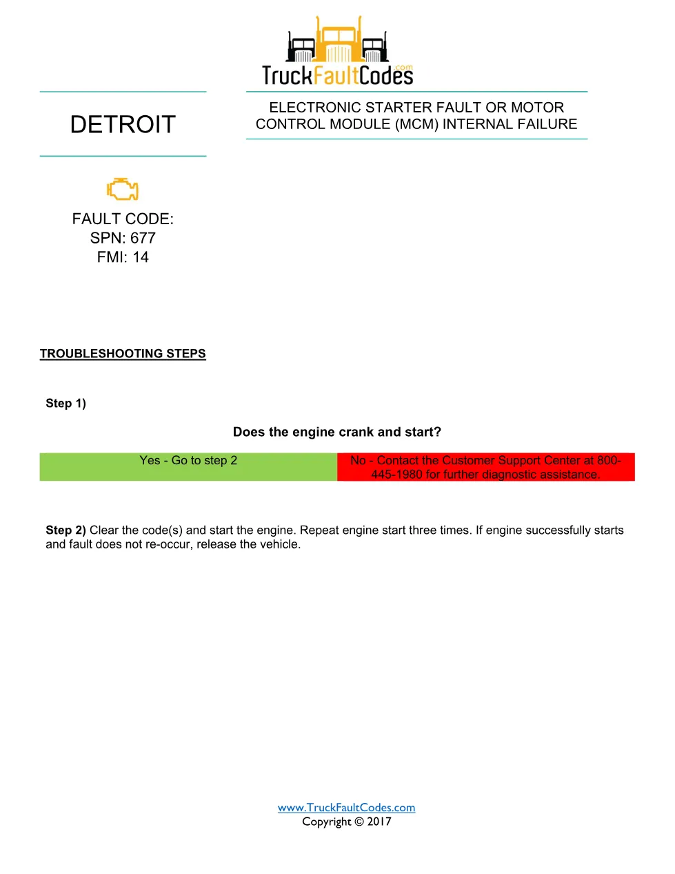 SPN 677 FMI 14 — Detroit DD Series Electronic Starter Fault Or - page 1 is available after signing in