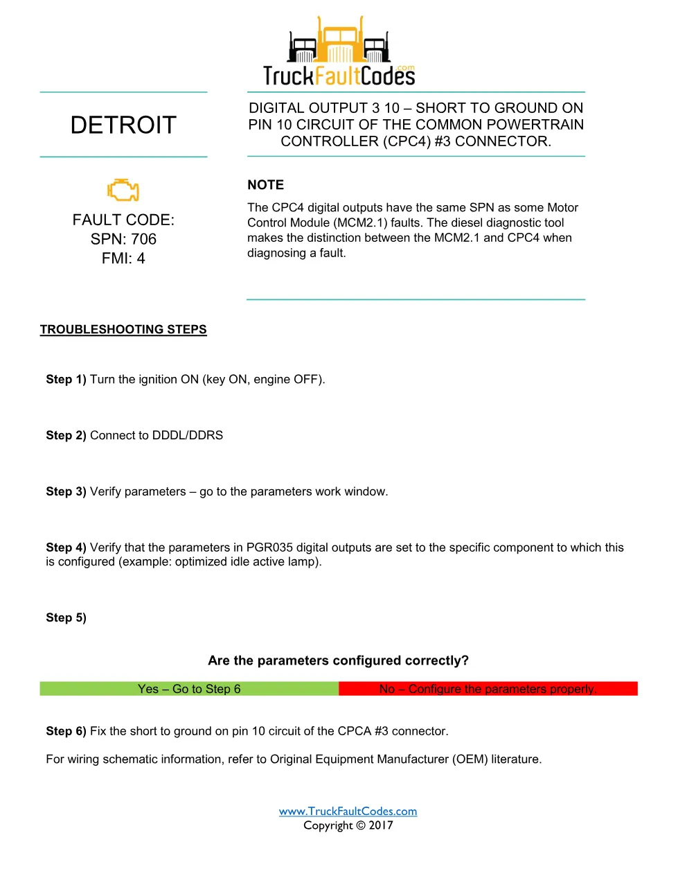 SPN 706 FMI 4 Detroit Digital Output 3-10 Fault Code – PDF, 1 - page 1 is available after signing in